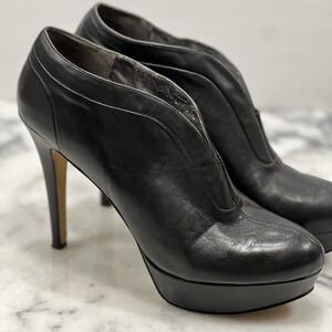 NINE WEST Gracious Soft Leather Platform Ankle Stiletto Heel Booties Size 9.5